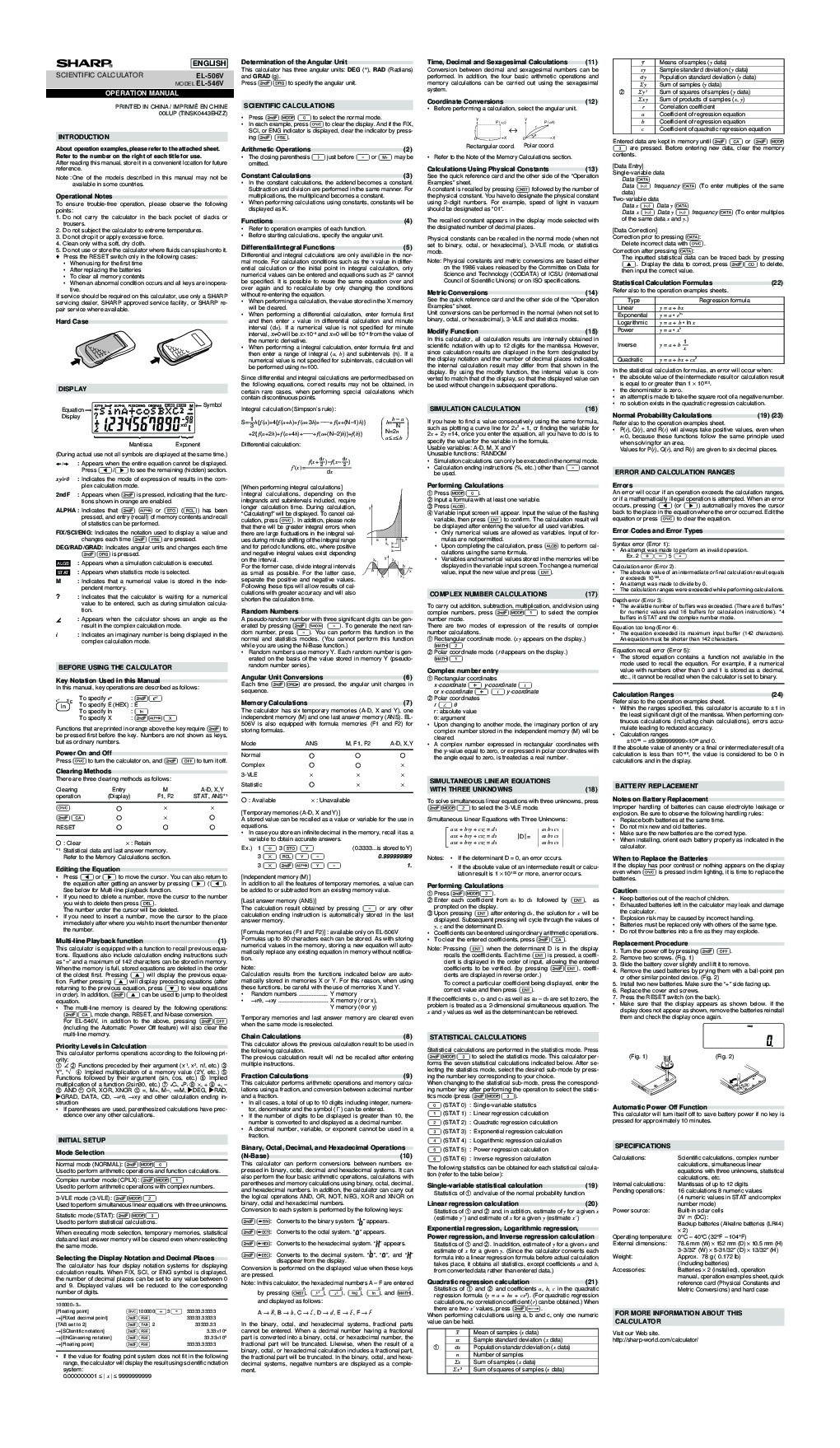 SHARP EL 531VH MANUAL LIBRARYDOC75 PDF