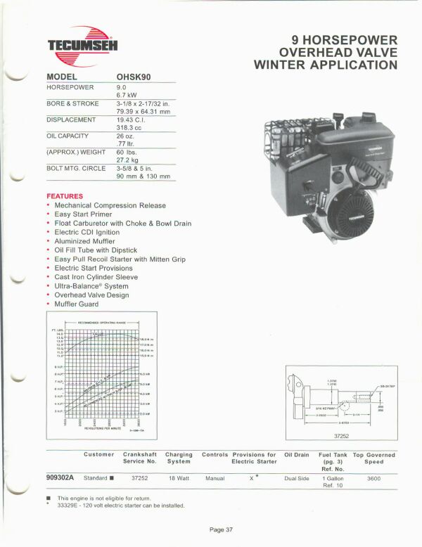 Tecumseh Automobile Parts OH195SA/OH195SP (OHSK50-75)